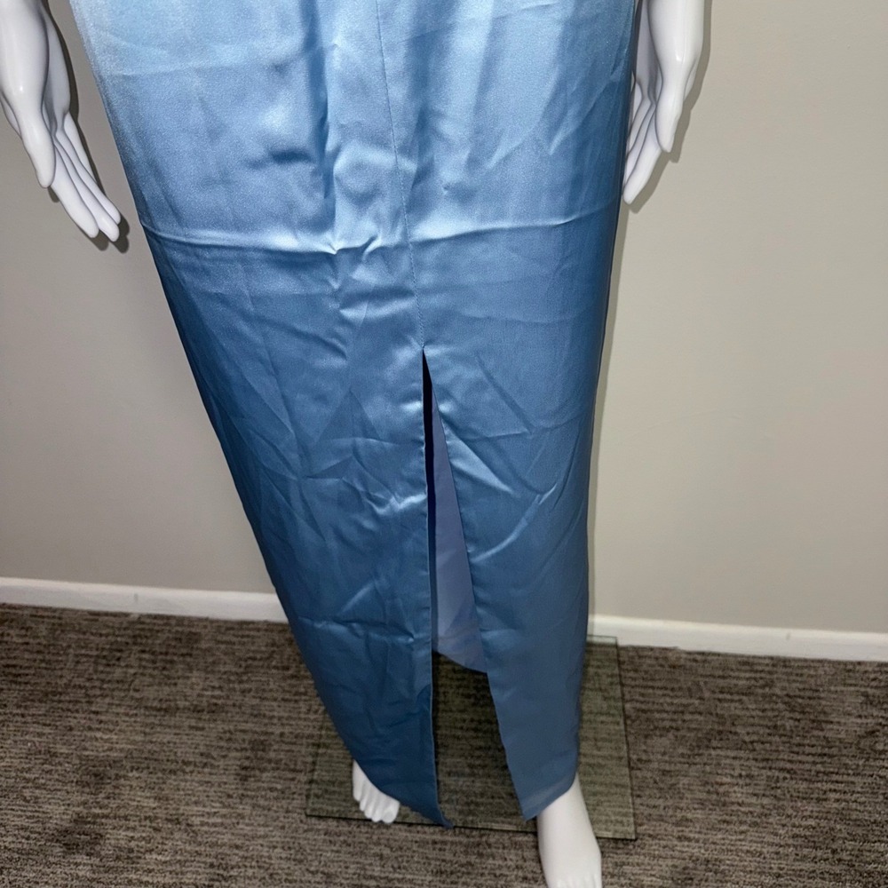 Commense Light Blue Sleeveless Formal Dress Scalloped V Neck Slit Occasion XS - Picture 12 of 17
